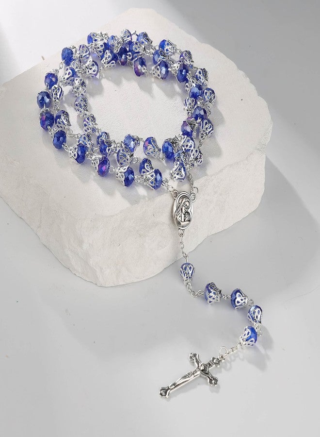 CACALOSS Christian Rosarys Necklace Crystal Rosarys Necklace Jesus Cross Rosary For Baptism Prayers - Image 3